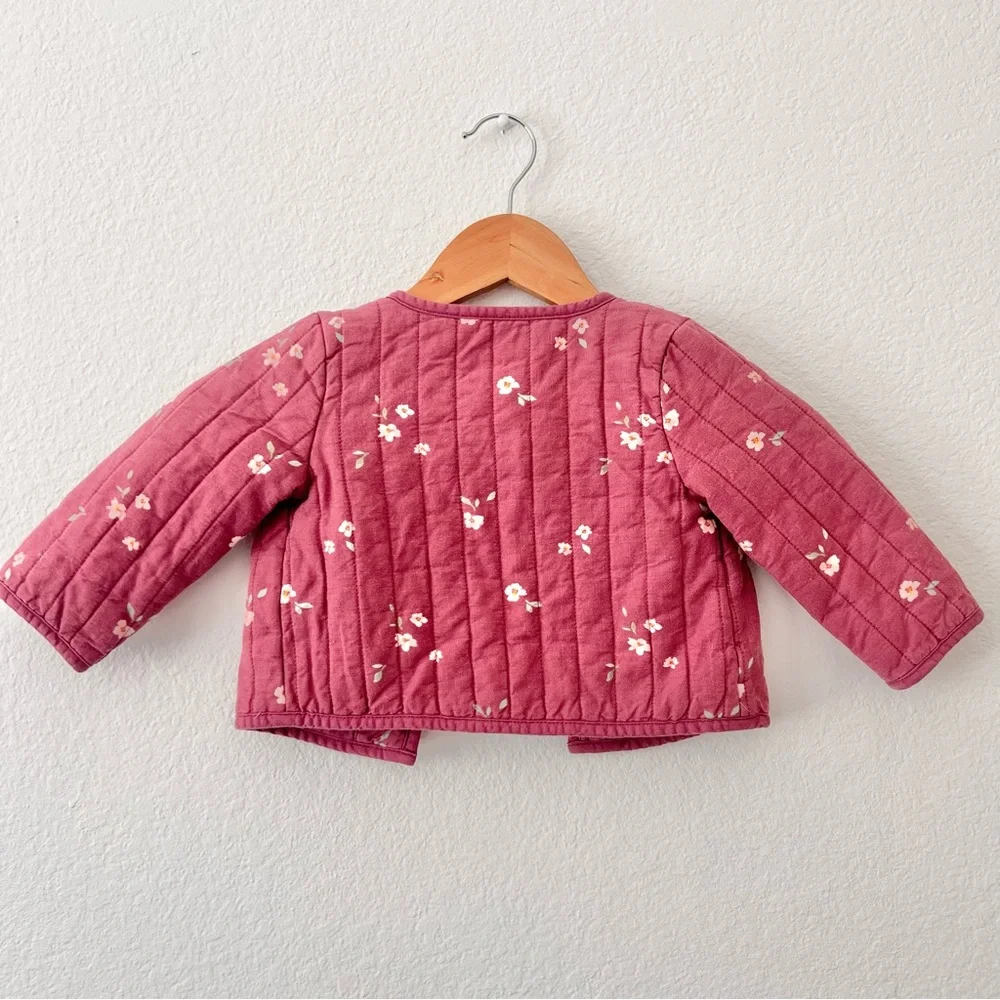 OshKosh B'gosh Mauve Pink Floral Boho Quilted Jacket Sz 18M